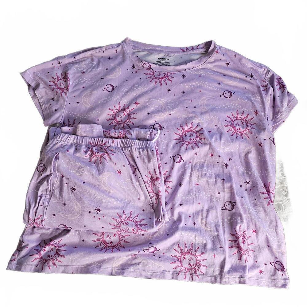 Joyspun XL (16-18) Purple Sun and Planet Print Pajama Set